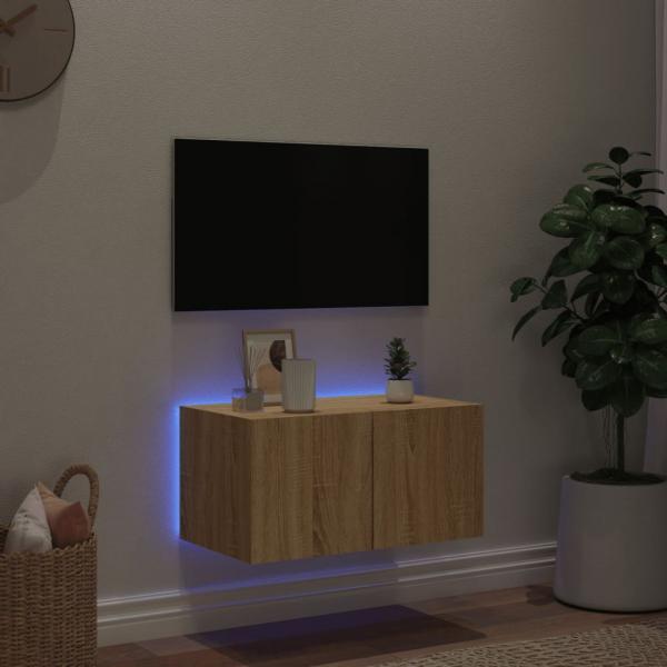 TV-Wandschrank mit LED-Leuchten Sonoma-Eiche 60x35x31 cm