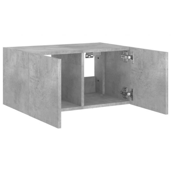 TV-Wandschrank mit LED-Leuchten Betongrau 60x35x31 cm