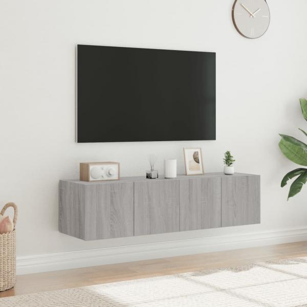 TV-Wandschränke mit LED-Leuchten 2 Stk. Grau Sonoma 60x35x31 cm