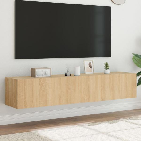 ARDEBO.de - TV-Wandschränke mit LED-Leuchten 2 Stk. Sonoma-Eiche 80x35x31cm