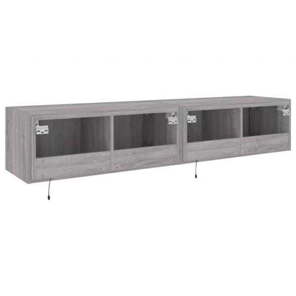 TV-Wandschränke mit LED-Leuchten 2 Stk. Grau Sonoma 80x35x31 cm