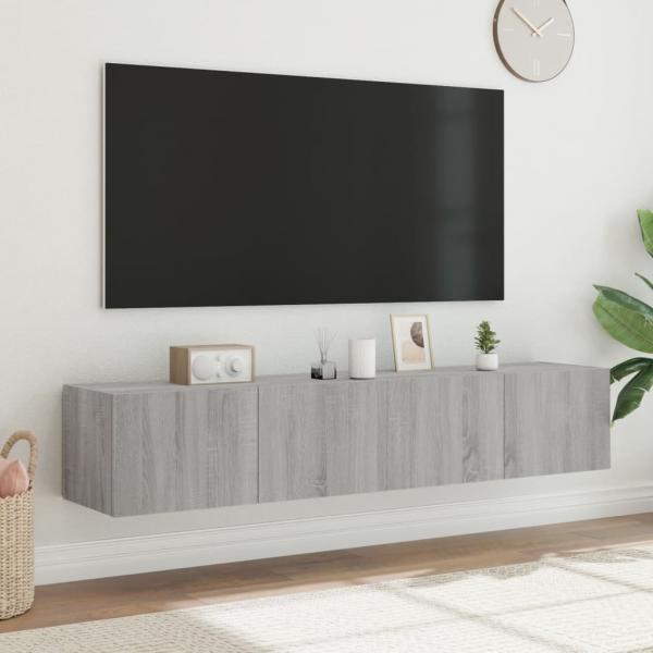 TV-Wandschränke mit LED-Leuchten 2 Stk. Grau Sonoma 80x35x31 cm