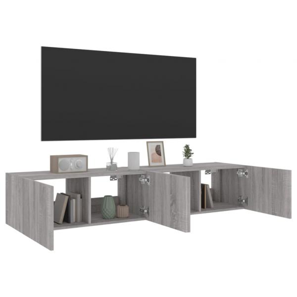 TV-Wandschränke mit LED-Leuchten 2 Stk. Grau Sonoma 80x35x31 cm