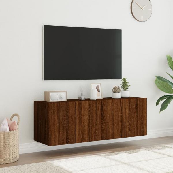 TV-Wandschränke mit LED-Leuchten 2 Stk. Braun Eichen-Optik