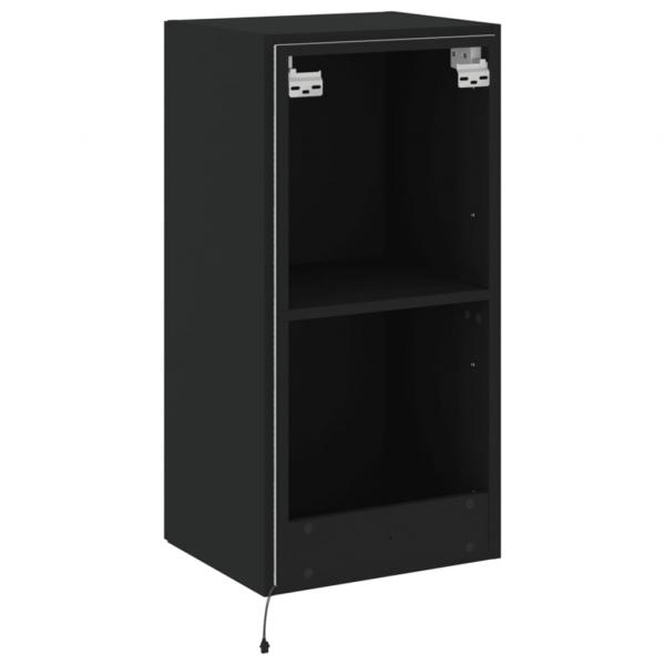 TV-Wandschrank mit LED-Leuchten Schwarz 40,5x35x80 cm