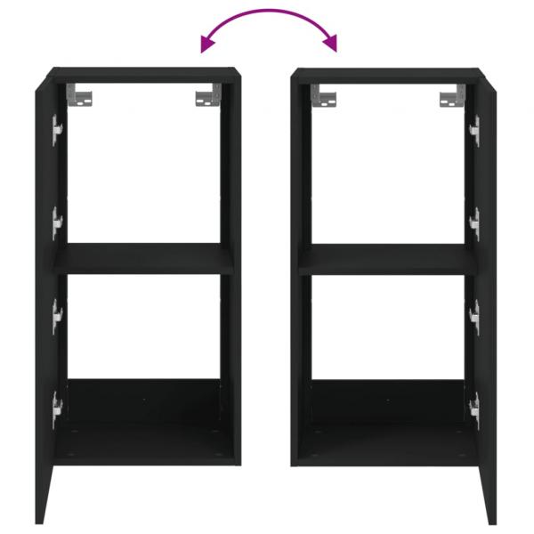 TV-Wandschrank mit LED-Leuchten Schwarz 40,5x35x80 cm