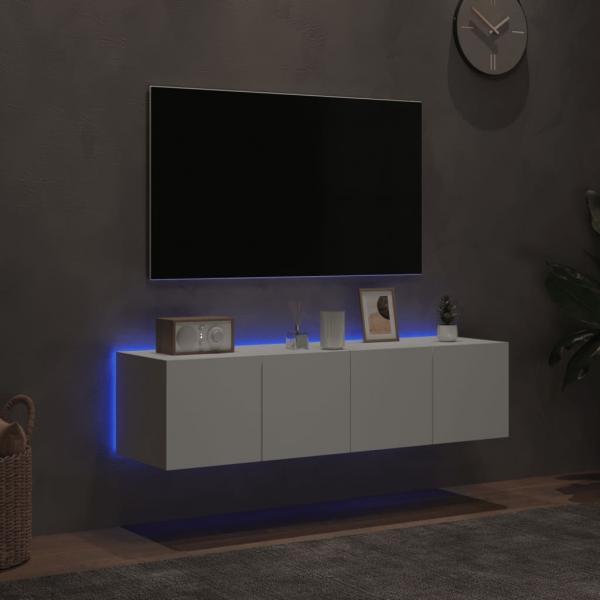 TV-Wandschränke mit LED-Leuchten 2 Stk. Weiß 60x35x31 cm