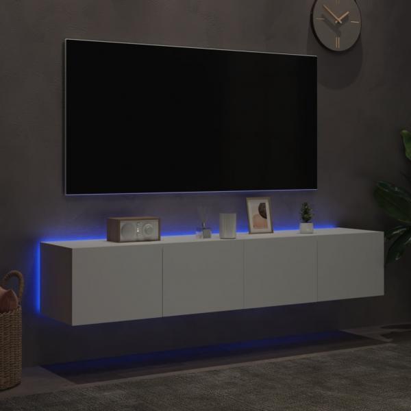 TV-Wandschränke mit LED-Leuchten 2 Stk. Weiß 80x35x31 cm