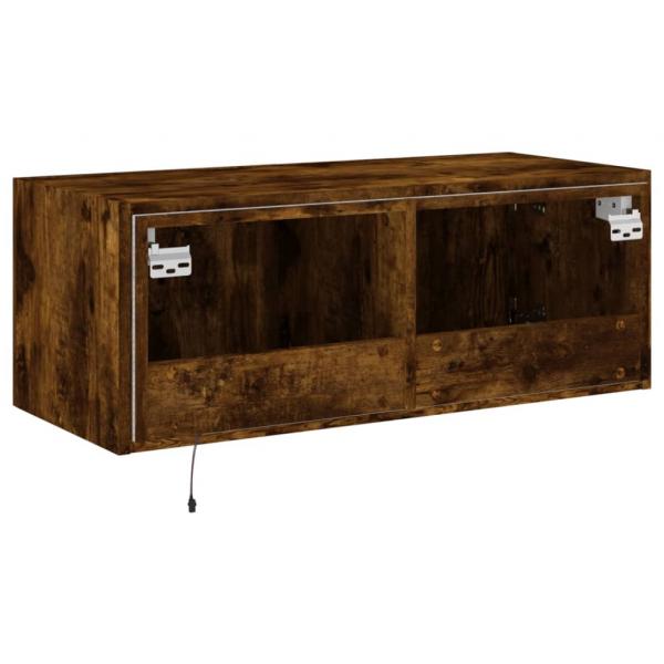 TV-Wandschrank mit LED-Leuchten Räuchereiche 80x35x31 cm