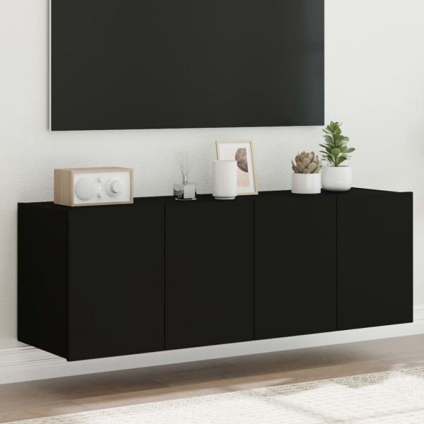 ARDEBO.de - TV-Wandschränke mit LED-Leuchten 2 Stk. Schwarz 60x35x41 cm 