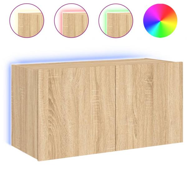 TV-Wandschrank mit LED-Leuchten Sonoma-Eiche 80x35x41 cm