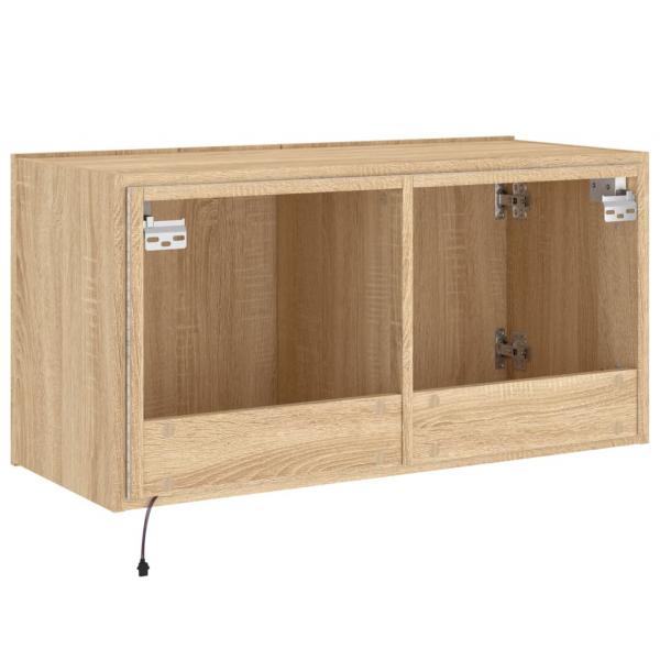 TV-Wandschrank mit LED-Leuchten Sonoma-Eiche 80x35x41 cm