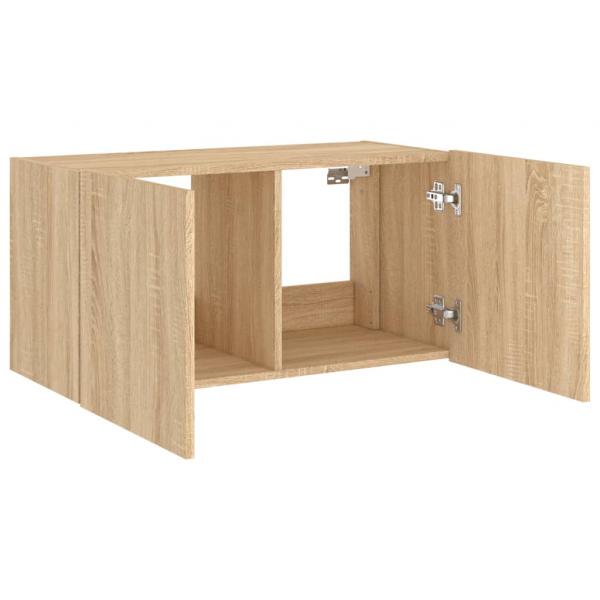 TV-Wandschrank mit LED-Leuchten Sonoma-Eiche 80x35x41 cm