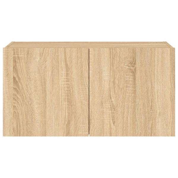 TV-Wandschrank mit LED-Leuchten Sonoma-Eiche 80x35x41 cm