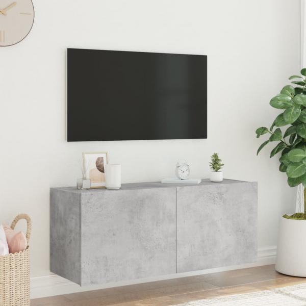 TV-Wandschrank mit LED-Leuchten Betongrau 100x35x41 cm