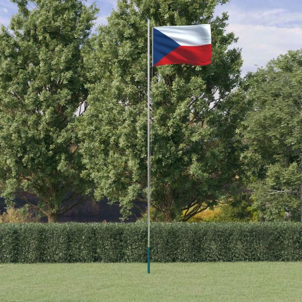 ARDEBO.de - Tschechische Flagge mit Mast 6,23 m Aluminium