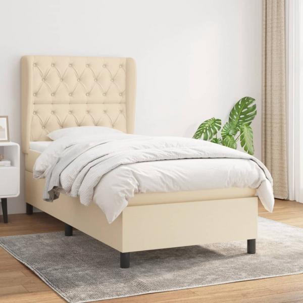 ARDEBO.de - Boxspringbett mit Matratze Creme 80x200 cm Stoff