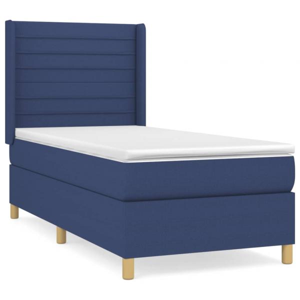 Boxspringbett mit Matratze Blau 80x200 cm Stoff