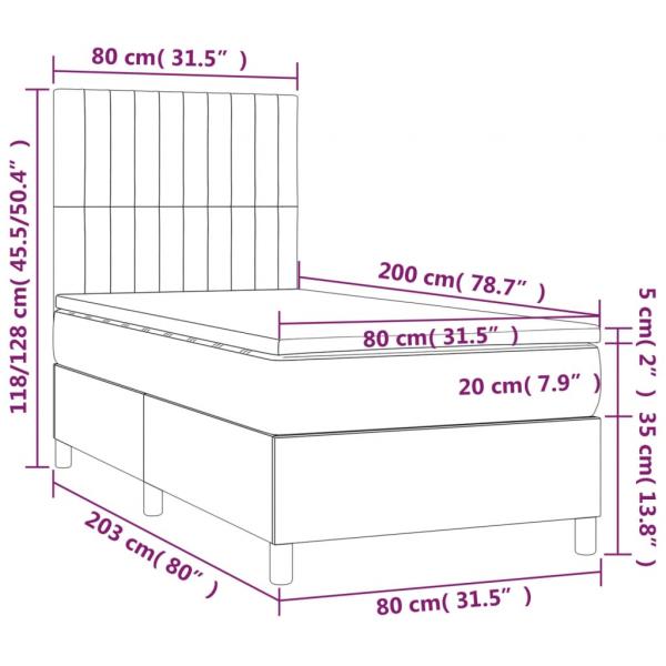 Boxspringbett mit Matratze & LED Blau 80x200 cm Stoff