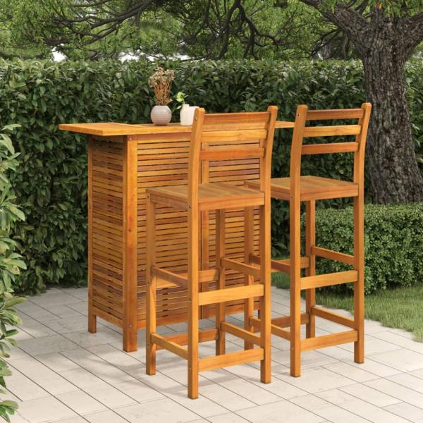 ARDEBO.de - 3-tlg. Gartenbar-Set Massivholz Akazie