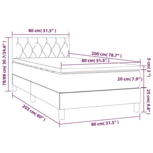 Boxspringbett mit Matratze & LED Blau 80x200 cm Stoff