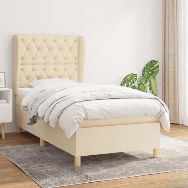 ARDEBO.de - Boxspringbett mit Matratze Creme 80x200 cm Stoff