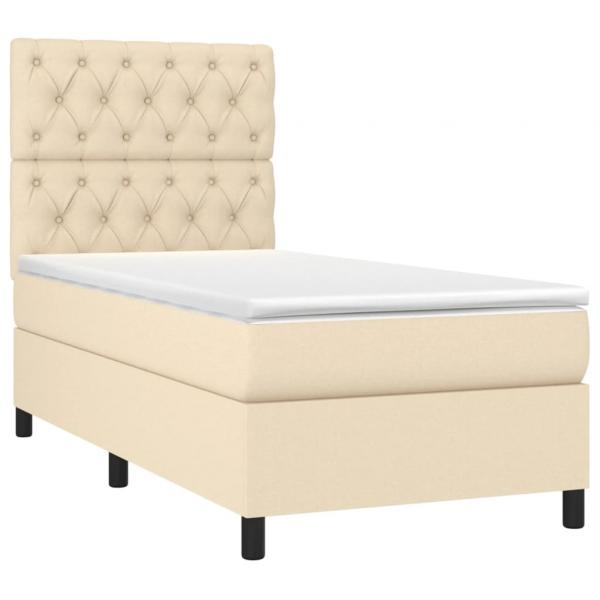 Boxspringbett mit Matratze & LED Creme 80x200 cm Stoff