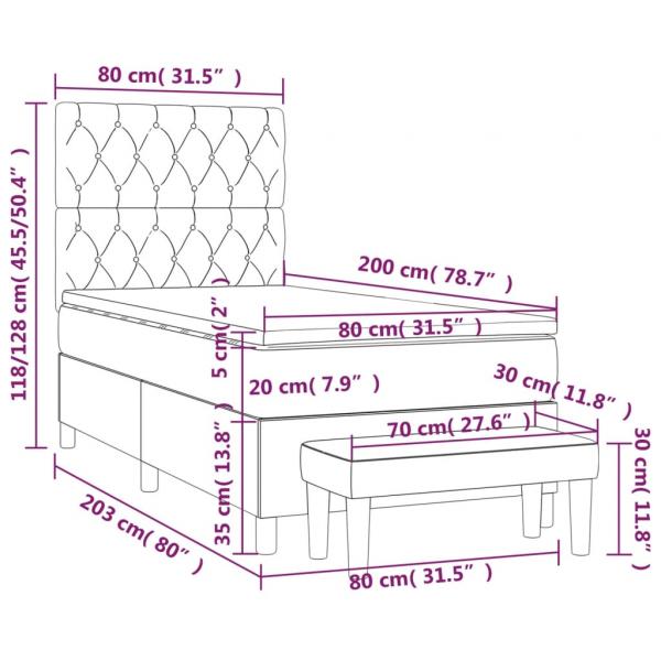 Boxspringbett mit Matratze Dunkelbraun 80x200 cm Stoff