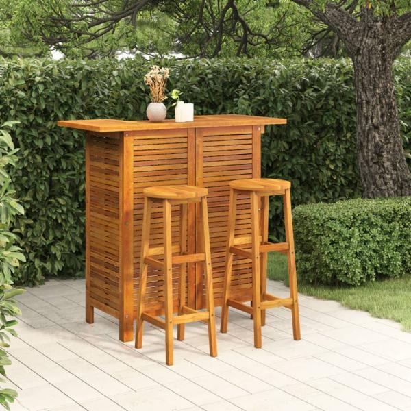 ARDEBO.de - 3-tlg. Gartenbar-Set Massivholz Akazie