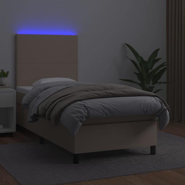 Boxspringbett mit Matratze & LED Cappuccino-Braun 80x200cm