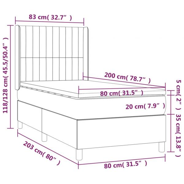 Boxspringbett mit Matratze & LED Blau 80x200 cm Stoff