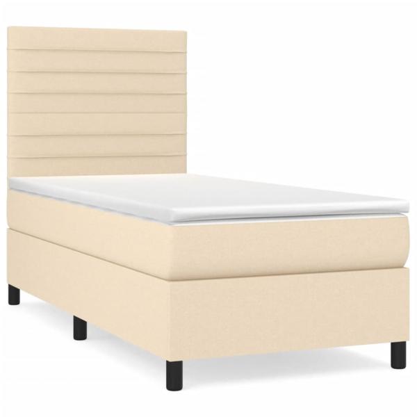 Boxspringbett mit Matratze Creme 80x200 cm Stoff