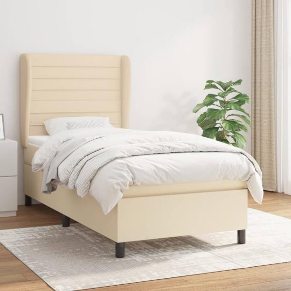 ARDEBO.de - Boxspringbett mit Matratze Creme 80x200 cm Stoff