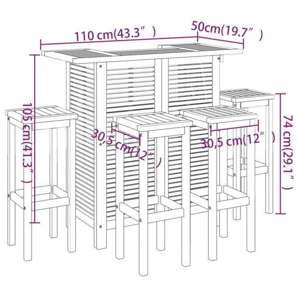 5-tlg. Gartenbar-Set Massivholz Akazie