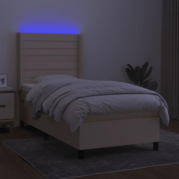 Boxspringbett mit Matratze & LED Creme 80x200 cm Stoff