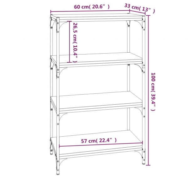 Bücherregal Braun Eichen-Optik 60x33x100 cm Holzwerkstoff Stahl