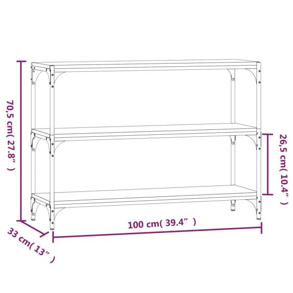 Bücherregal Räuchereiche 100x33x70,5 cm Holzwerkstoff und Stahl