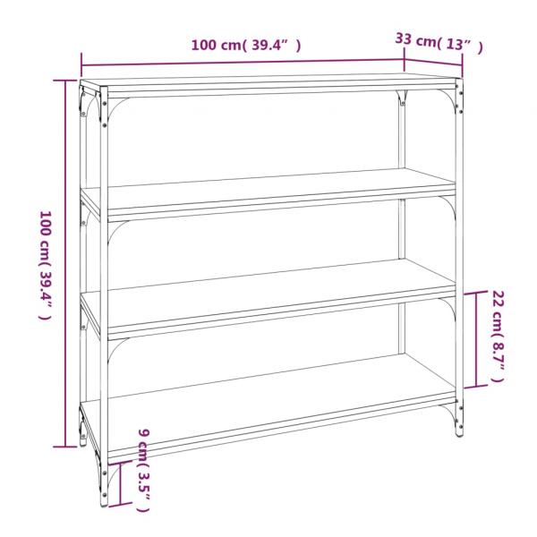 Bücherregal Räuchereiche 100x33x100 cm Holzwerkstoff und Stahl