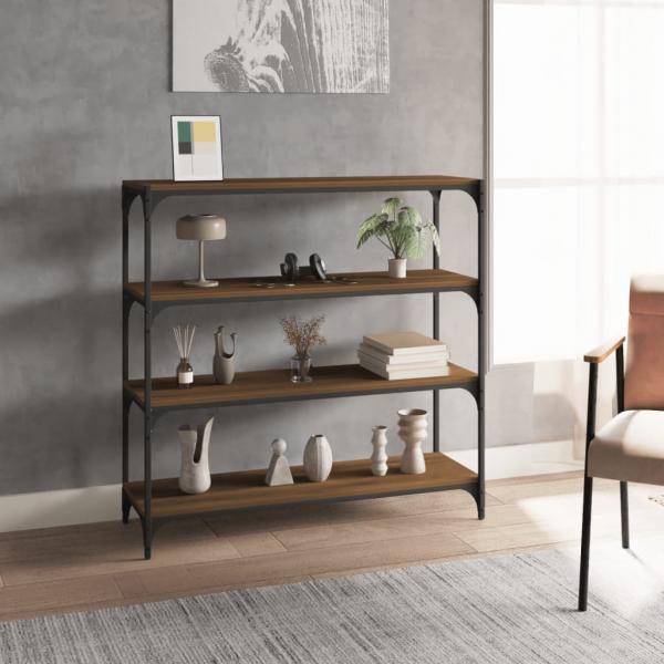 ARDEBO.de - Bücherregal Braun Eichen-Optik 100x33x100cm Holzwerkstoff Stahl