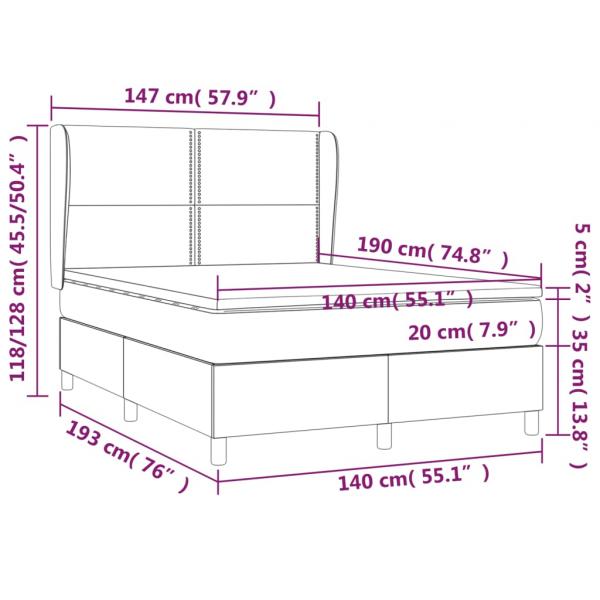 Boxspringbett mit Matratze Blau 140x190 cm Stoff