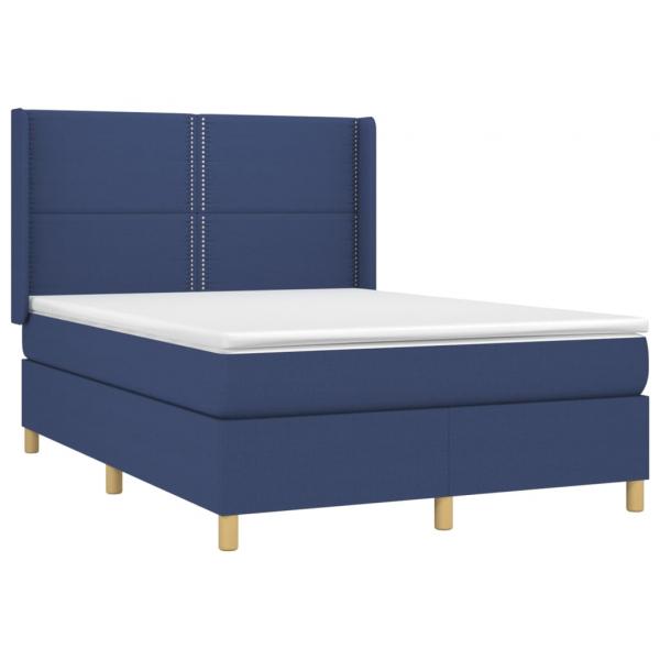 Boxspringbett mit Matratze Blau 140x200 cm Stoff