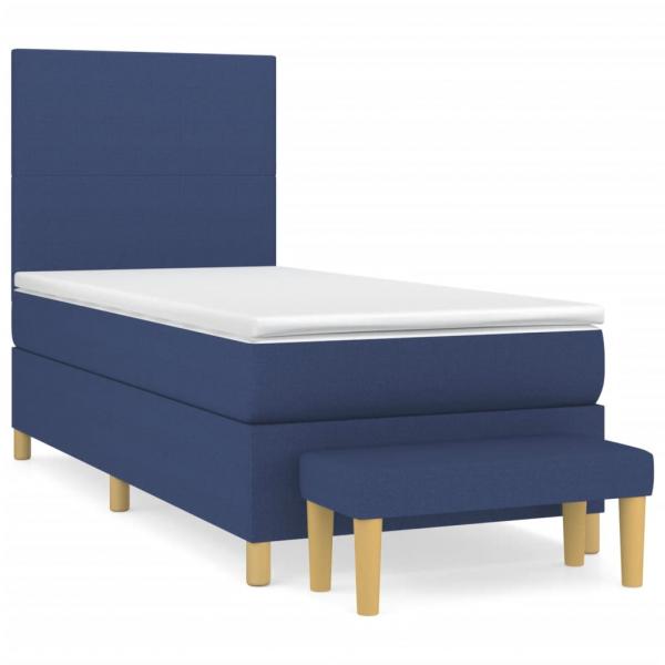 Boxspringbett mit Matratze Blau 90x190 cm Stoff