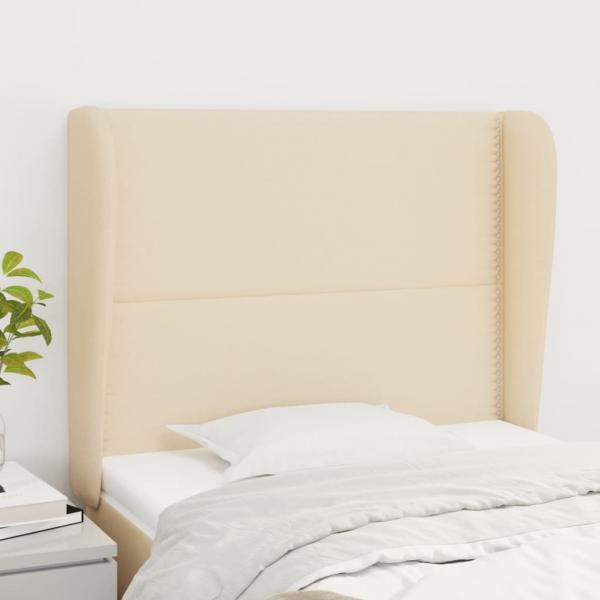 ARDEBO.de - Kopfteil mit Ohren Creme 93x23x118/128 cm Stoff