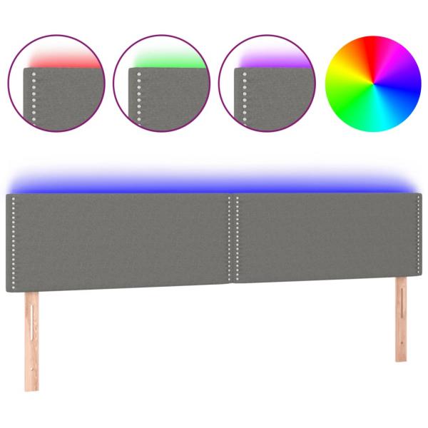 LED Kopfteil Dunkelgrau 160x5x78/88 cm Stoff