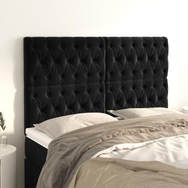 ARDEBO.de - Kopfteile 4 Stk. Schwarz 72x7x78/88 cm Samt