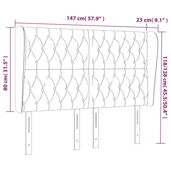 Kopfteil mit Ohren Hellgrau 147x23x118/128 cm Samt