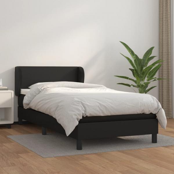 ARDEBO.de - Boxspringbett mit Matratze Schwarz 80x200 cm Kunstleder