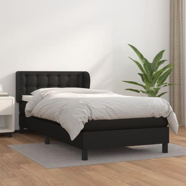 ARDEBO.de - Boxspringbett mit Matratze Schwarz 80x200 cm Kunstleder