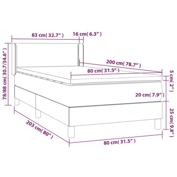 Boxspringbett mit Matratze Weiß 80x200 cm Kunstleder