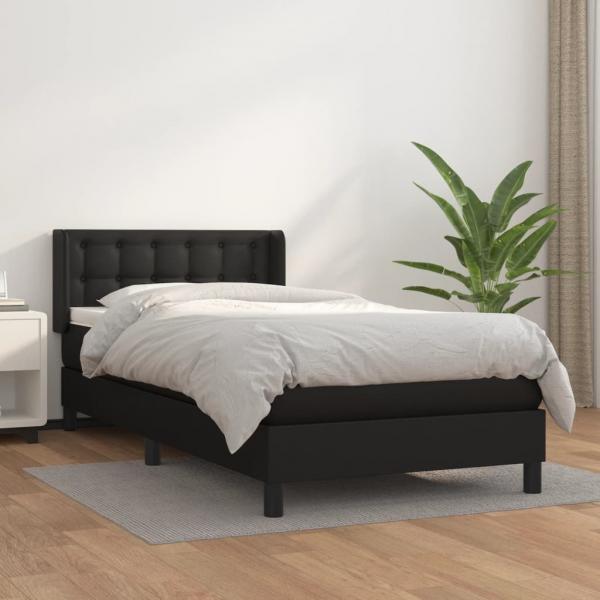 ARDEBO.de - Boxspringbett mit Matratze Schwarz 80x200 cm Kunstleder